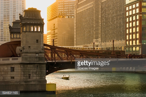 "Bridge over Chicago River, Chicago, Illinois, United States"